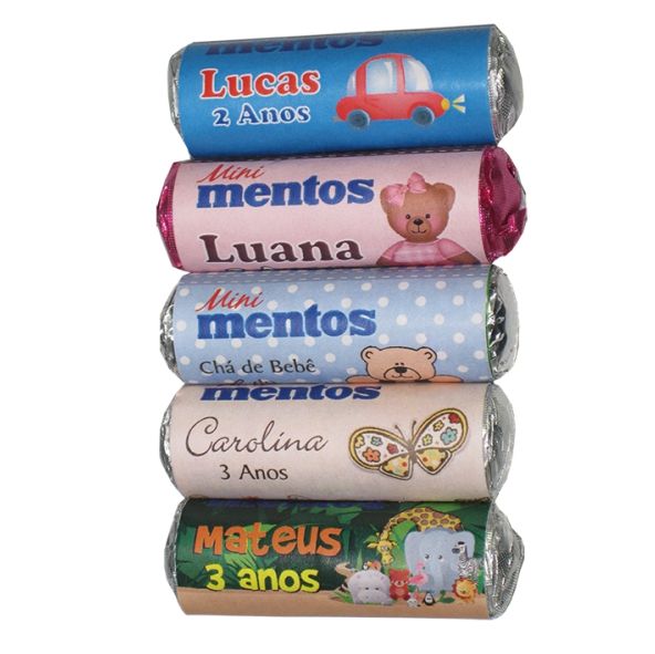 30 Rótulos Personalizados Mini Mentos